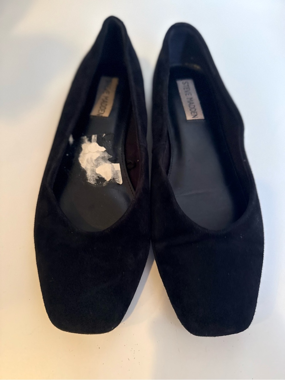 Steve Madden Black Suede Square-Toe Flats